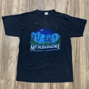 Mr. Rushmore South Dakota Keehn Scenes Tilted Black Crew Neck T-Shirt Size XL